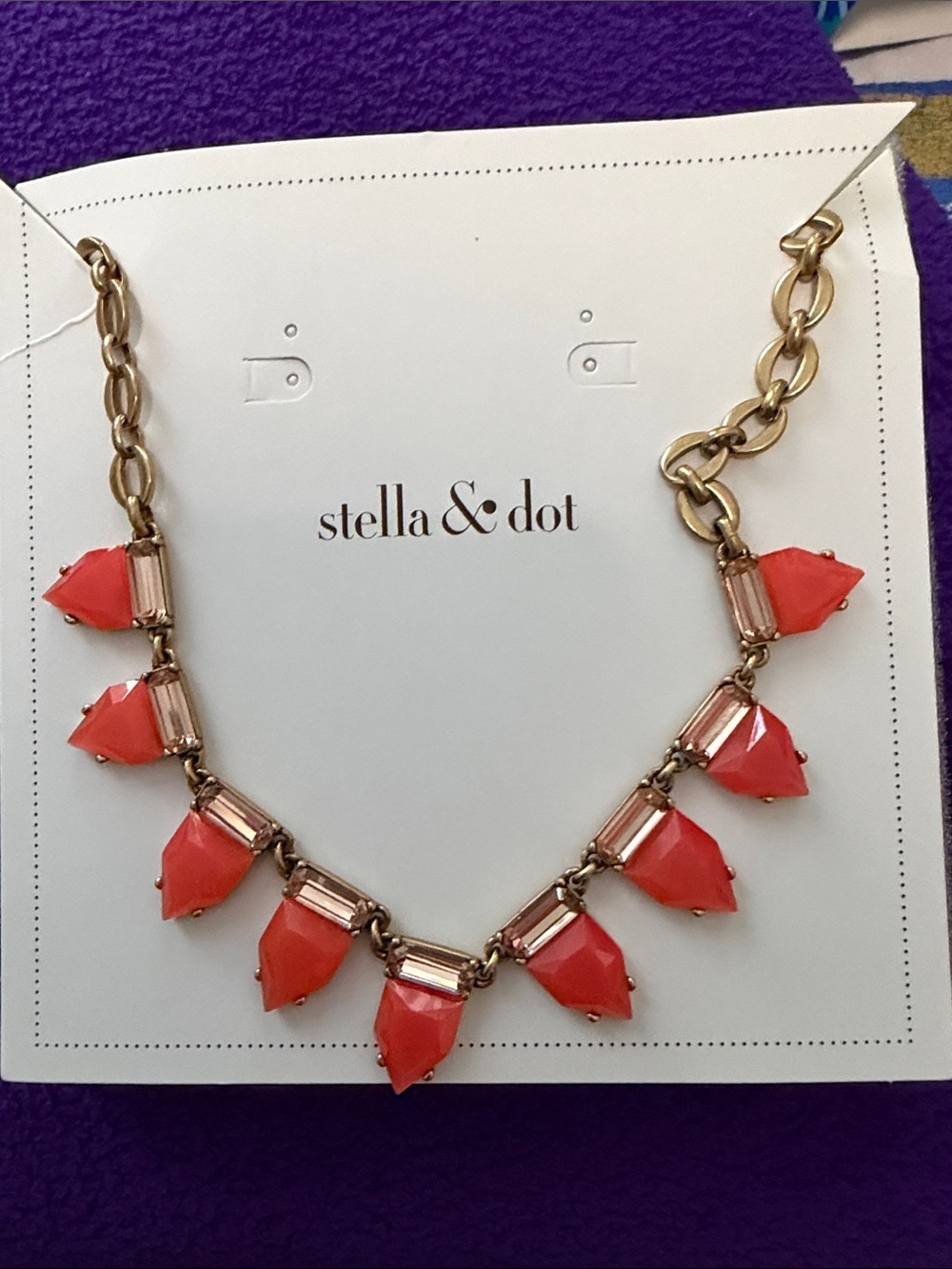 Stella & Dot Coral Statement Necklace